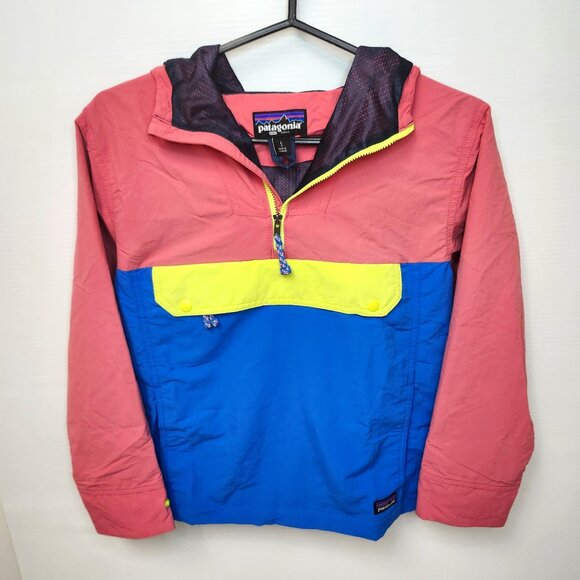 Patagonia Girls Pink/Blue/Yellow Lightweight Jacket W/Pouches Size XS, M & L - Picture 1 of 7